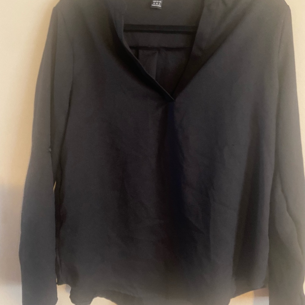 NWOT SHEIN Roll Tab Sleeve Black Shirt